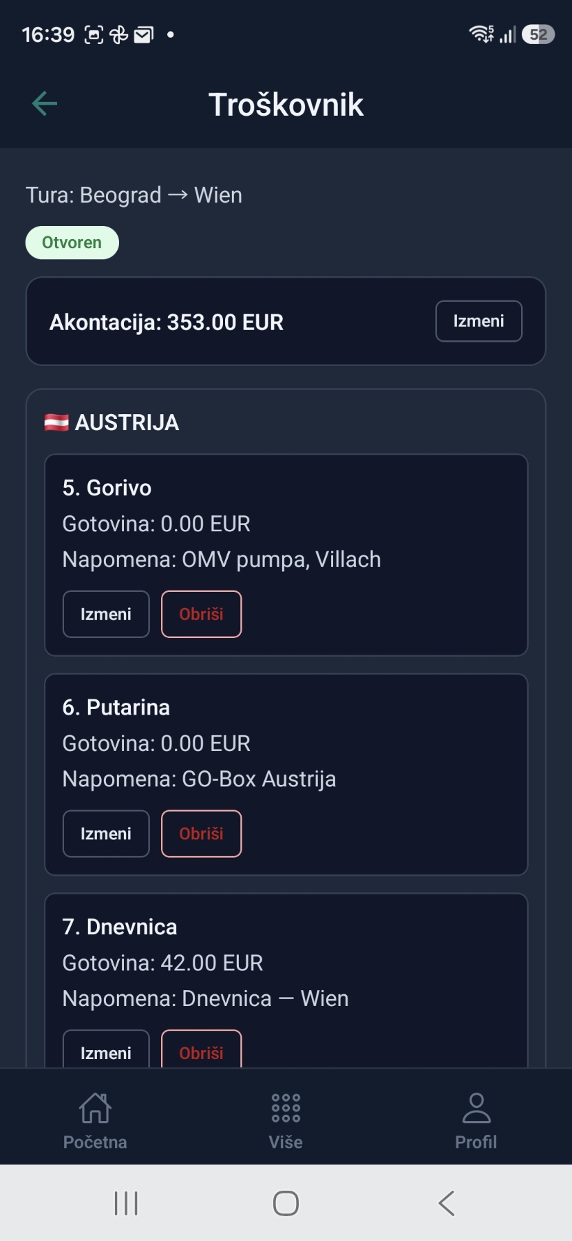 Troškovnik po zemlji